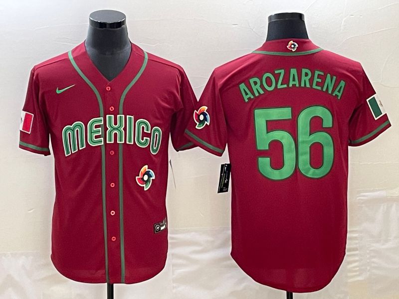 Men 2023 World Cub Mexico #56 Arozarena Red Nike MLB Jersey13->->MLB Jersey